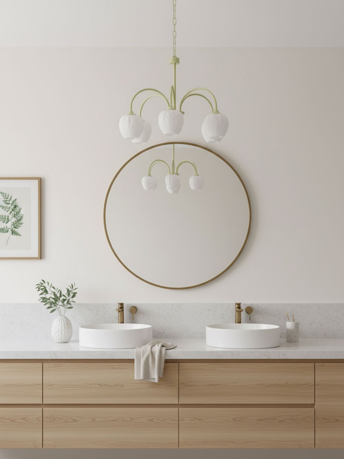 Five-Light Floral Glass Chandelier With Curved Arms