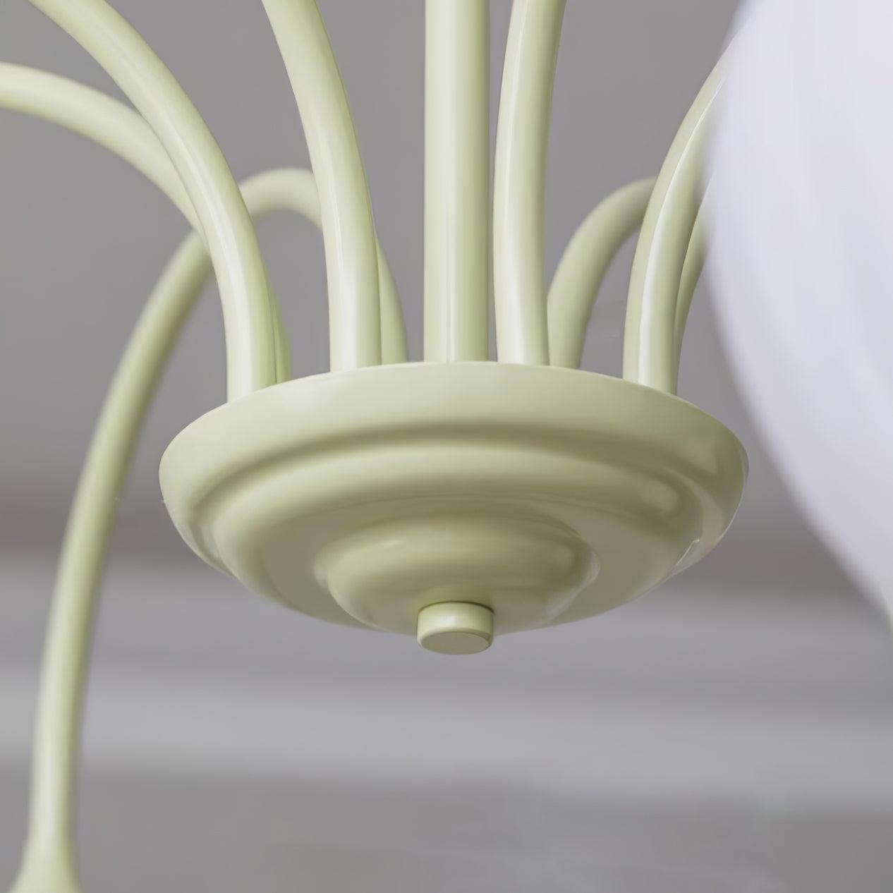 Five-Light Floral Glass Chandelier With Curved Arms