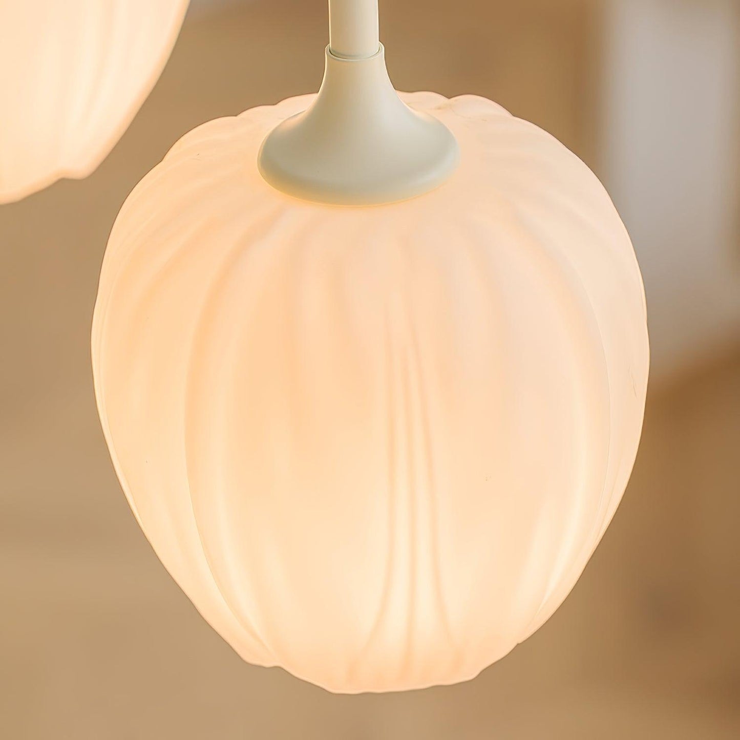 Five-Light Floral Glass Chandelier With Curved Arms