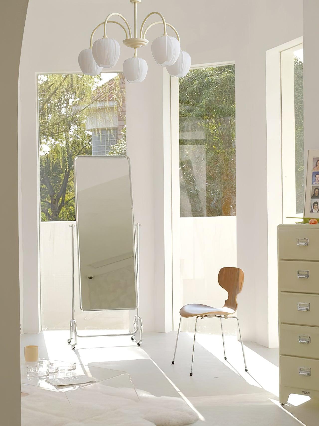 Five-Light Floral Glass Chandelier With Curved Arms