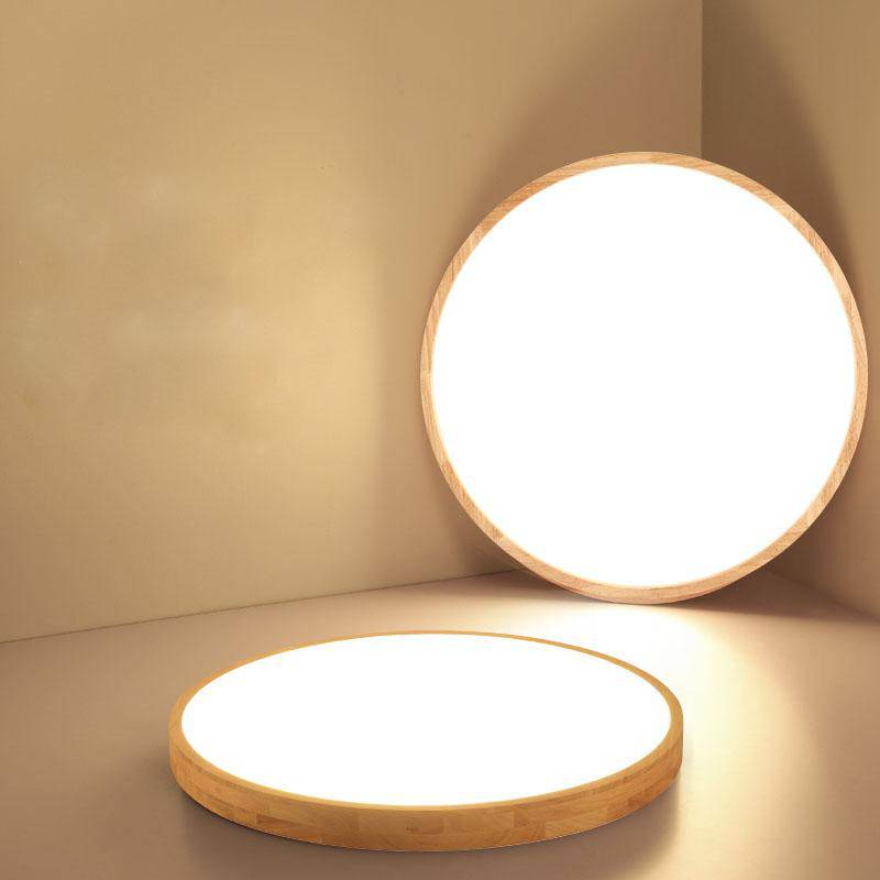 Ultra Slim Wooden Round Ceiling Light With Integrated LED Light