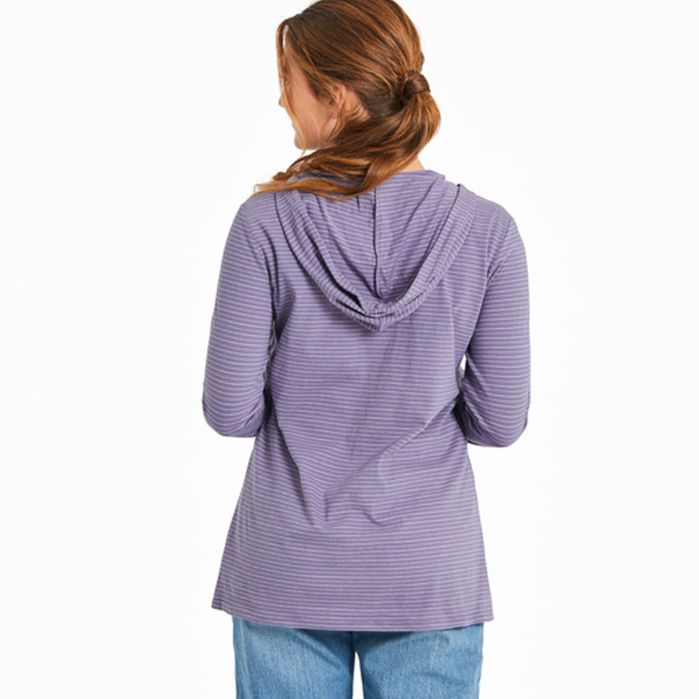 Women's Pet Paw Heart L/S Striped Crusher-LITE Hooded Tee - 129309