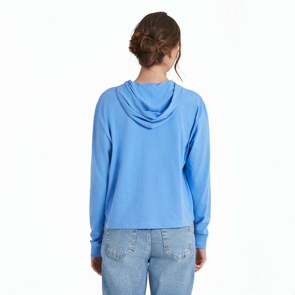 Women's Hibiscus Line Drawing Boxy Crusher Hoodie - 129339