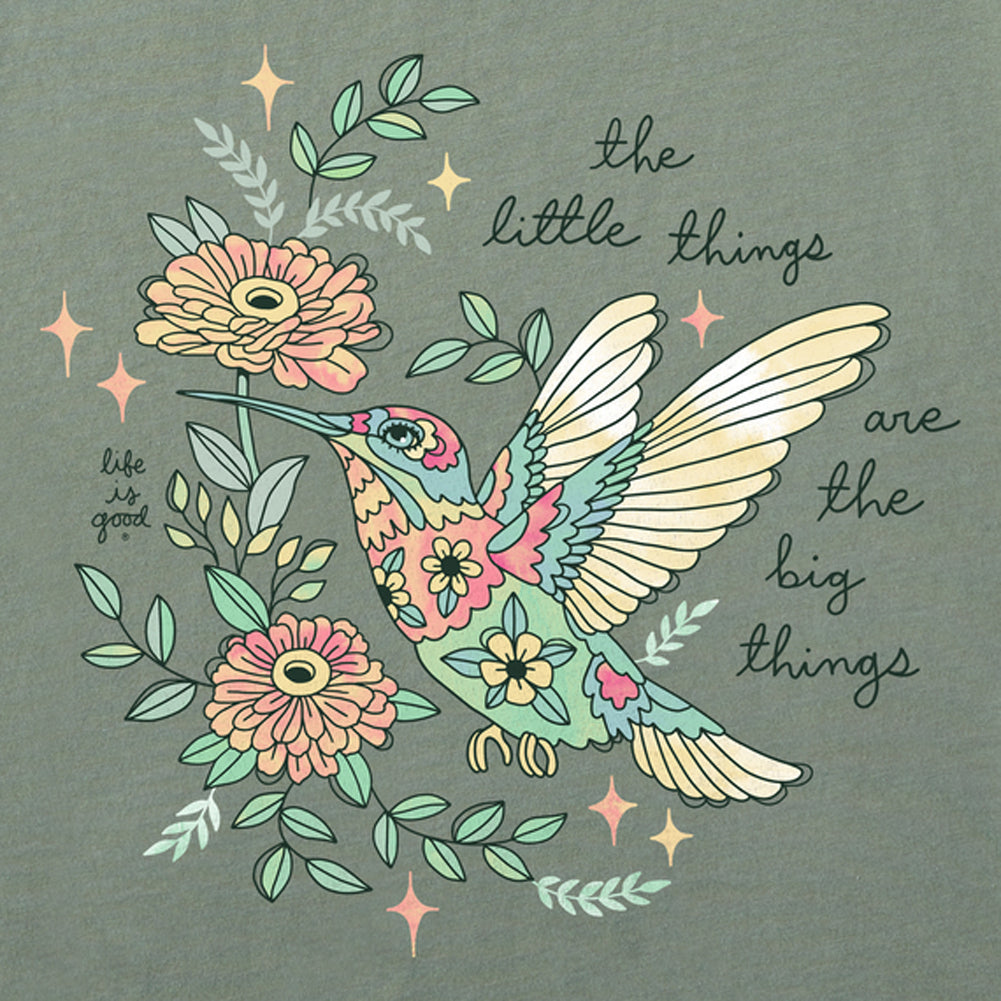 Little Thing Hummingbird L/S Crusher-LITE Hooded Tee - Moss Green - 129299