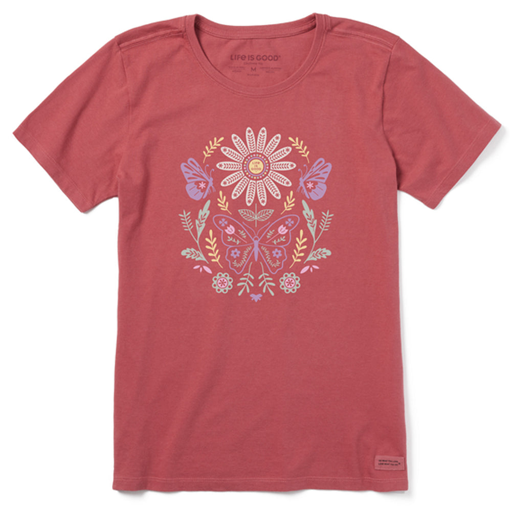 Women's Mirror Tonal Daisy & Butterflies Crusher Tee - 129158