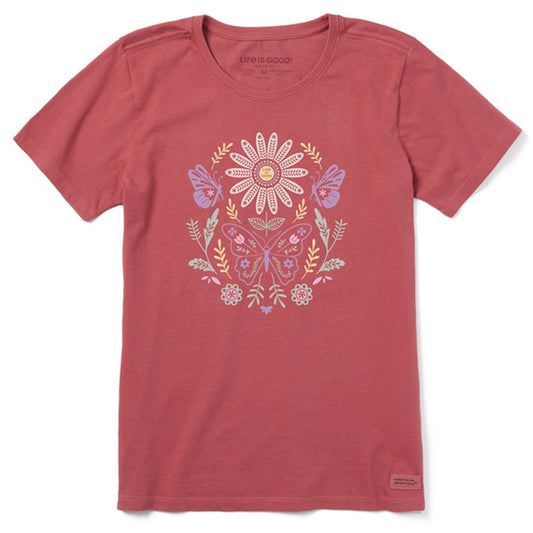 Women's Mirror Tonal Daisy & Butterflies Crusher Tee - 129158