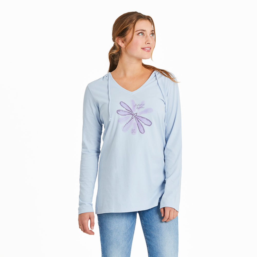 Nature Heals Dragonfly L/S Crusher-LITE Hooded Tee - Glacier Blue - 129302