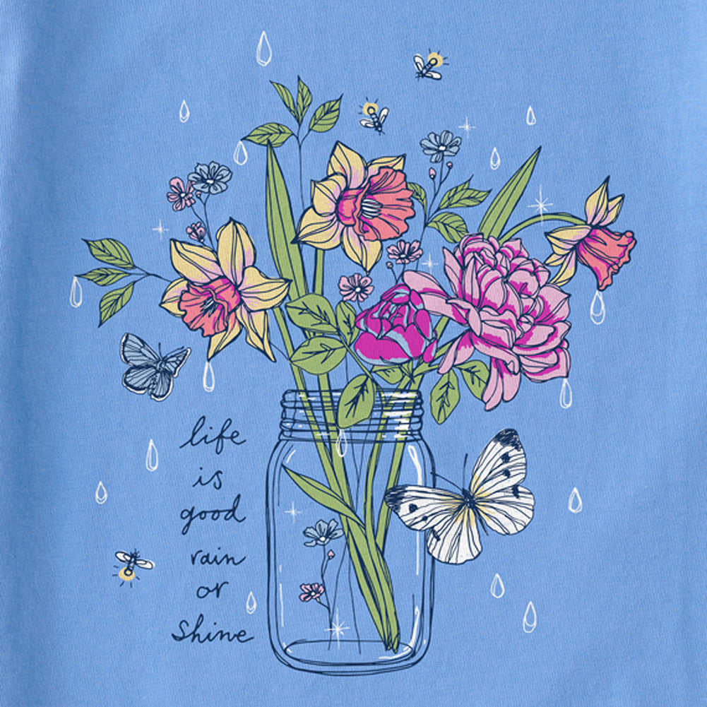 Women's Rain or Shine Jar Flowers Short Sleeve Tee - 129253