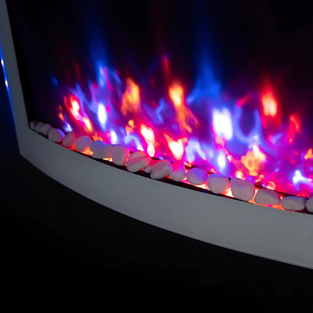 TruFlame 73cm Wide Wall Mounted Arched White Glass Electric Fire with Glow sides