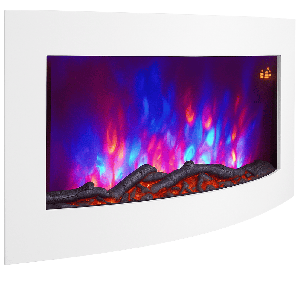TruFlame 73cm Wide Wall Mounted Arched White Glass Electric Fire with Glow sides