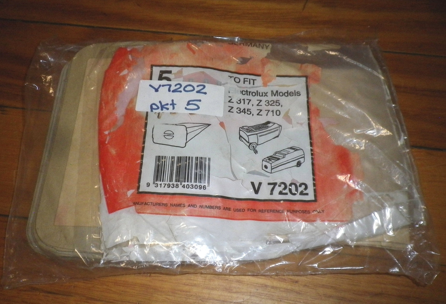 Electrolux Z317, Z325, Z330 Vacuum Bags (Pkt 5) - Part # V7202