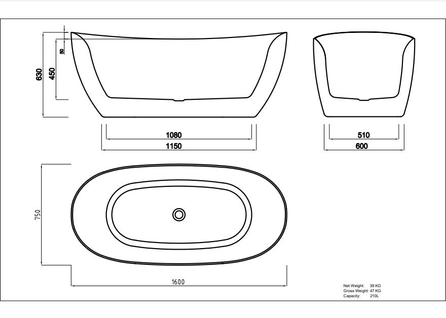 Lukka Valla Acrylic Free Standing Bathtub