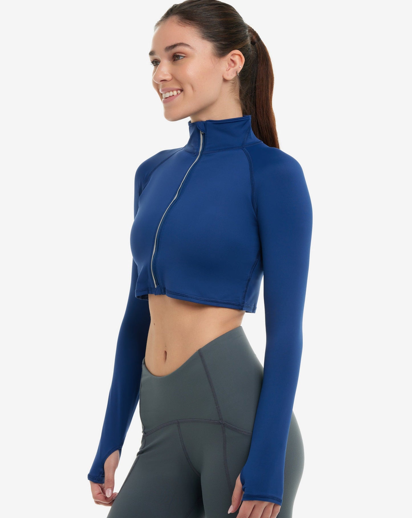 WOMEN'S FULL ZIP CROP TOP (4010)