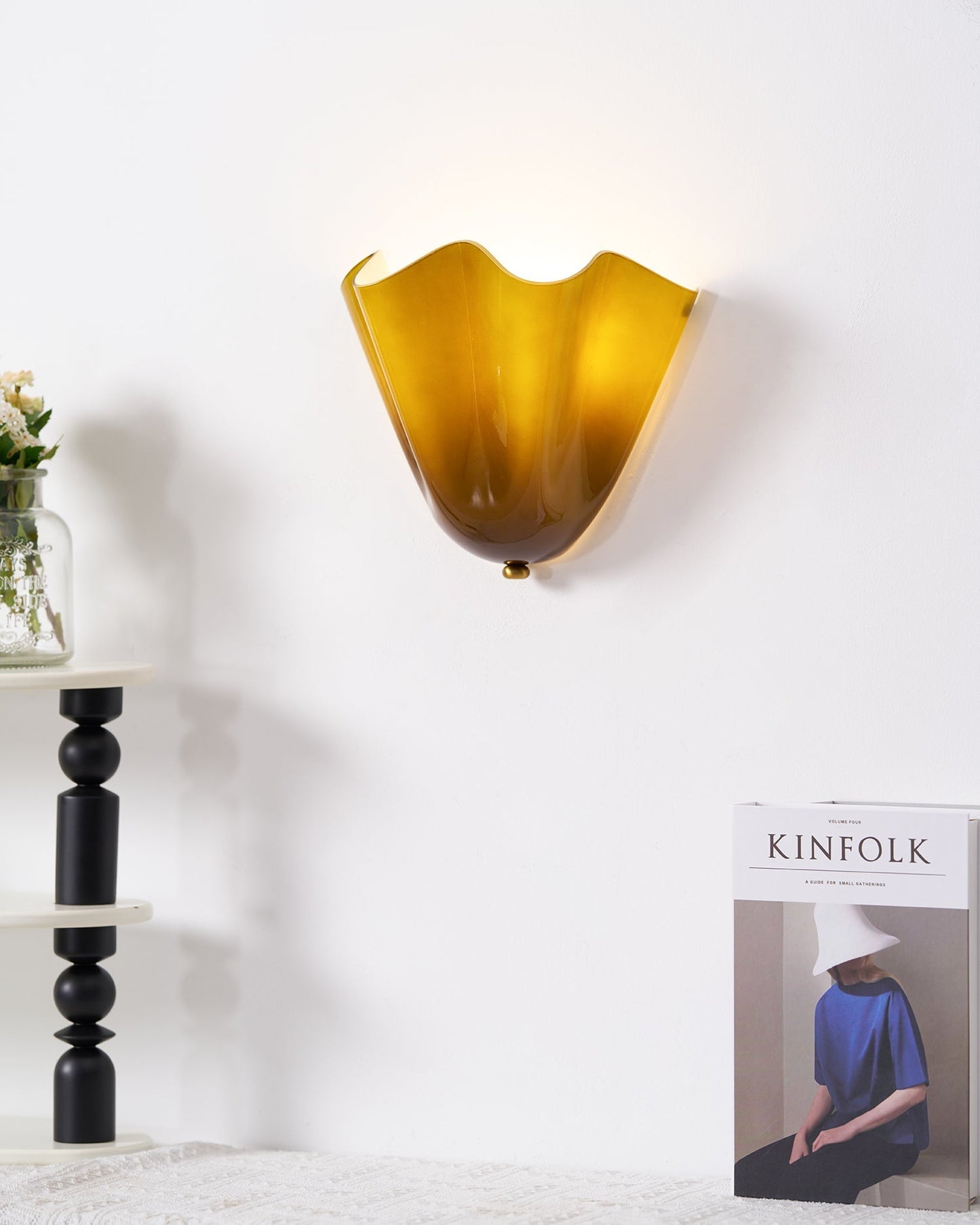 Glass Wall Light Sconce With Fan Shaped Shade