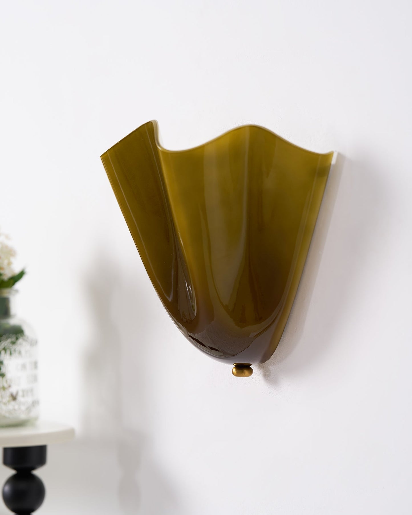 Glass Wall Light Sconce With Fan Shaped Shade