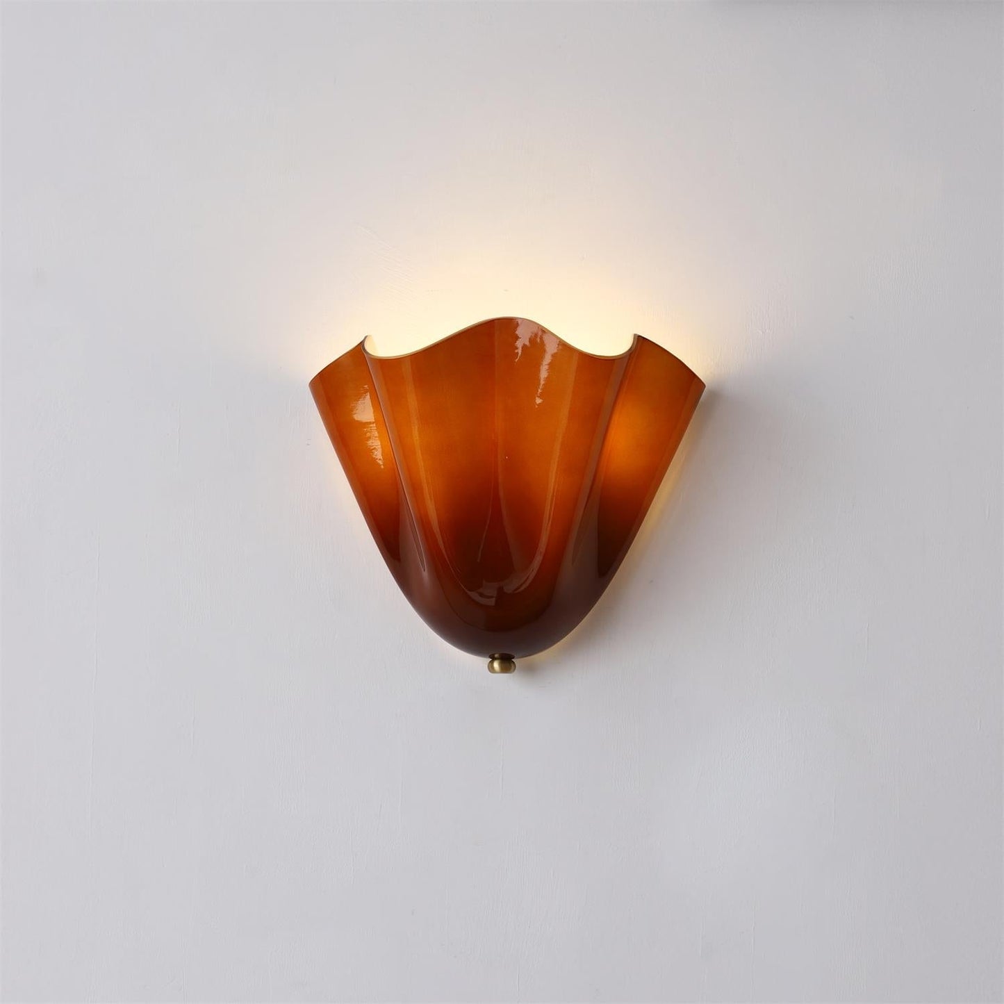 Glass Wall Light Sconce With Fan Shaped Shade