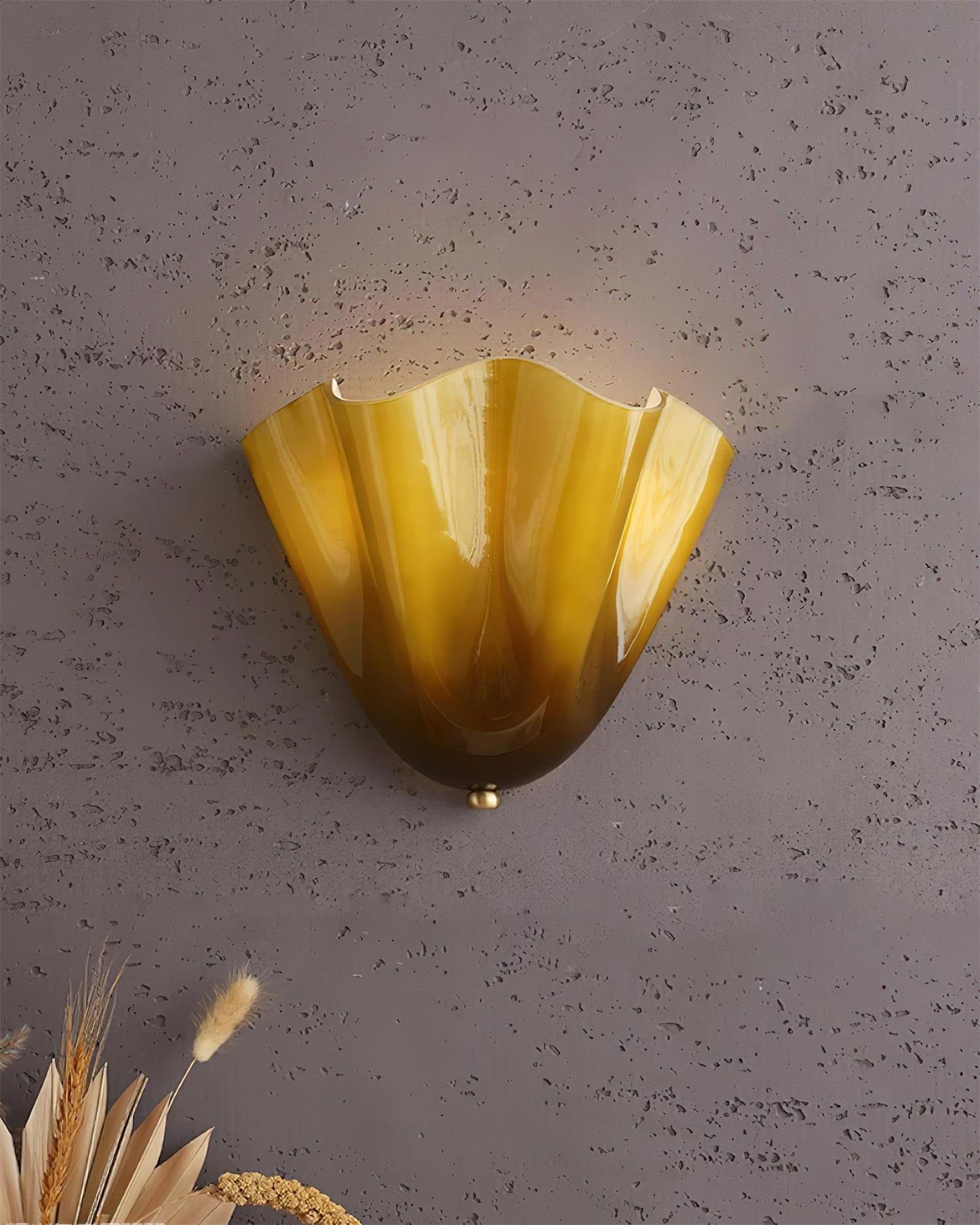 Glass Wall Light Sconce With Fan Shaped Shade