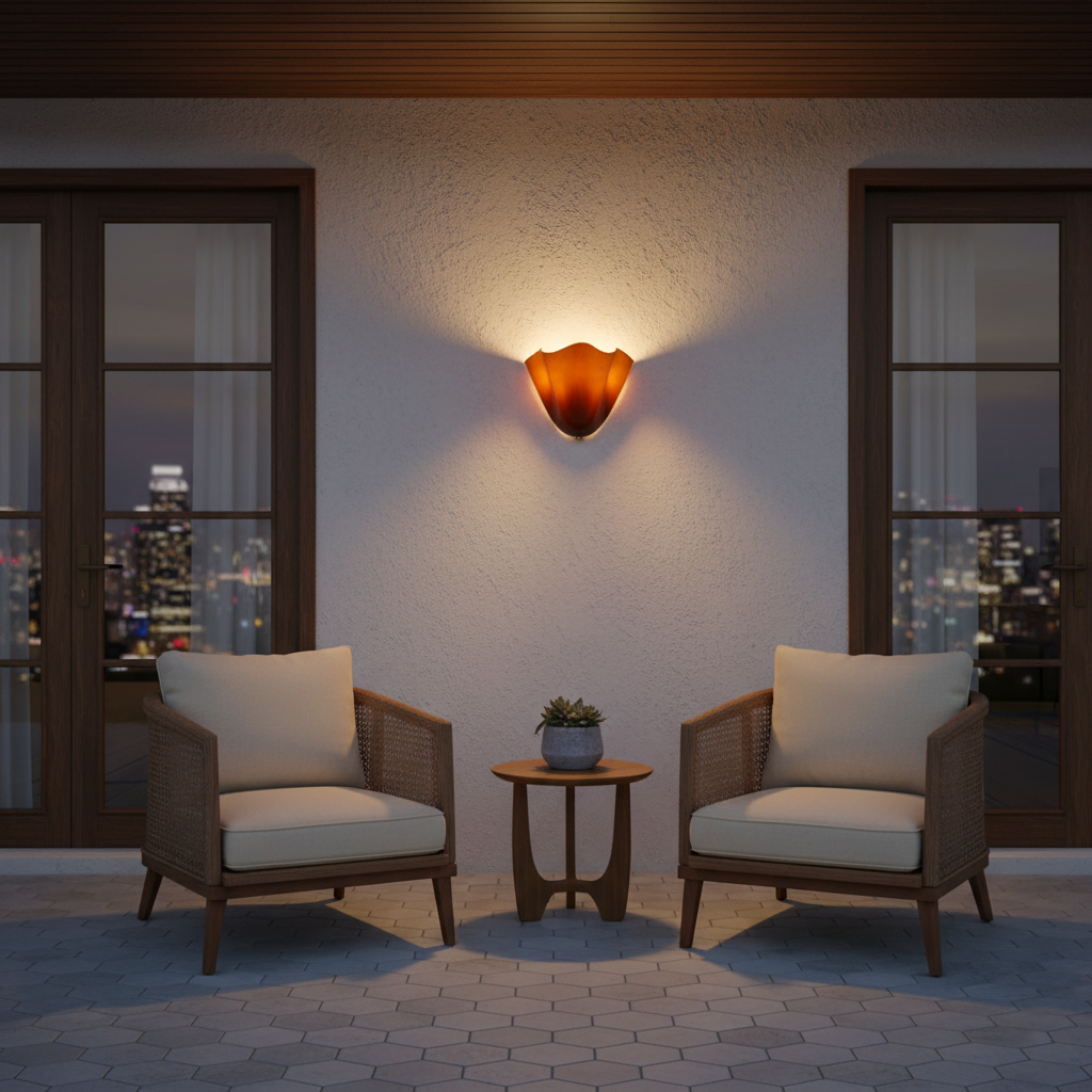 Glass Wall Light Sconce With Fan Shaped Shade
