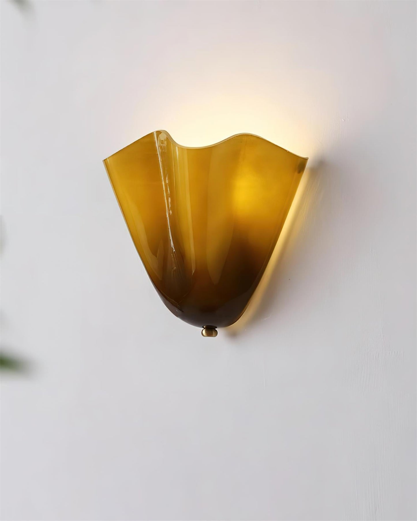 Glass Wall Light Sconce With Fan Shaped Shade
