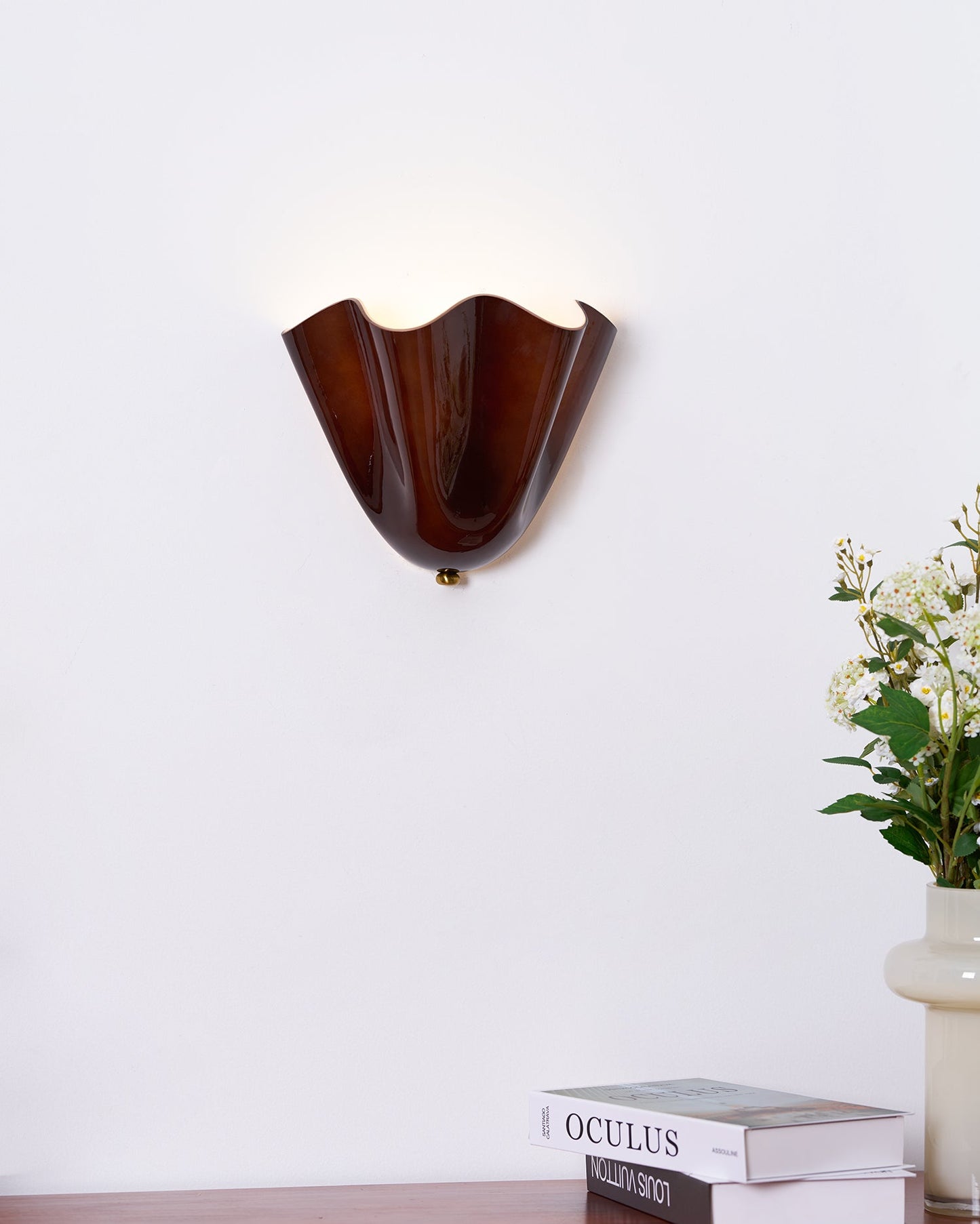 Glass Wall Light Sconce With Fan Shaped Shade