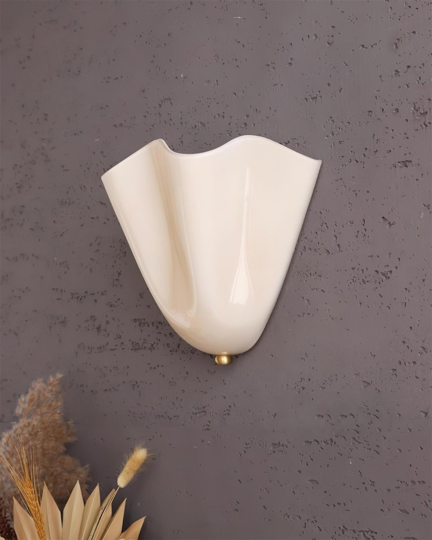 Glass Wall Light Sconce With Fan Shaped Shade