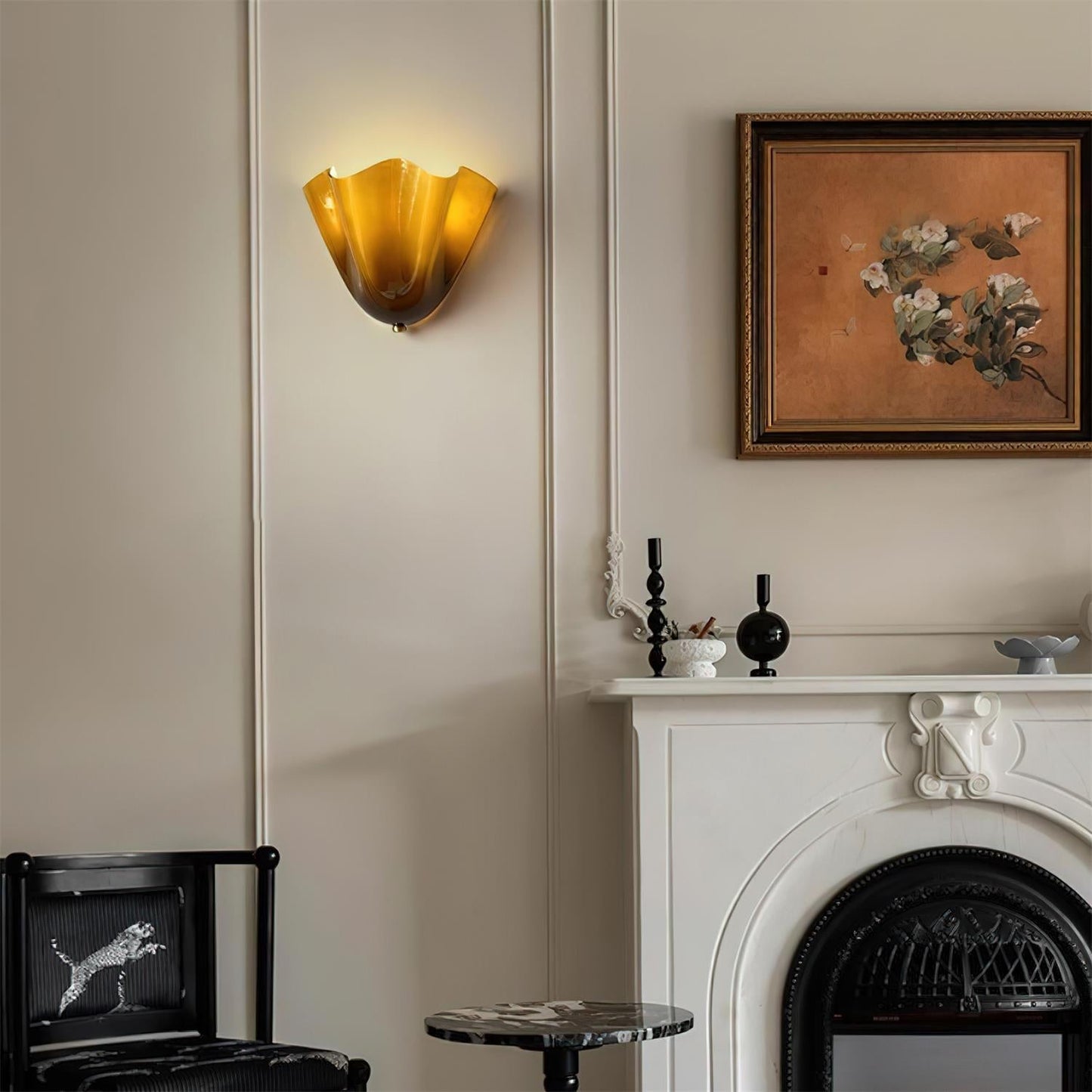 Glass Wall Light Sconce With Fan Shaped Shade