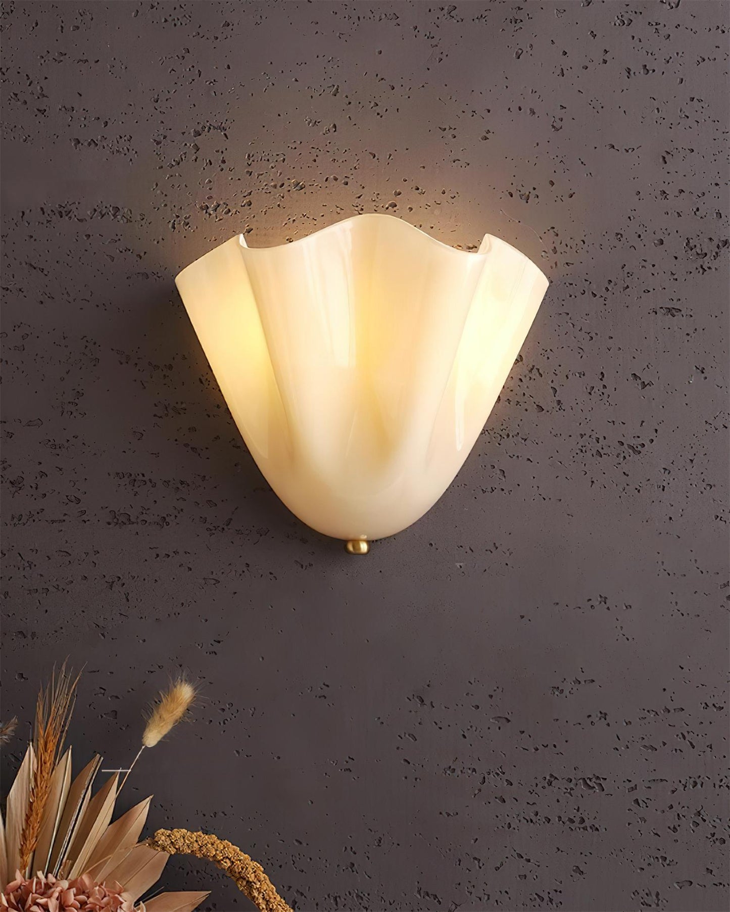 Glass Wall Light Sconce With Fan Shaped Shade
