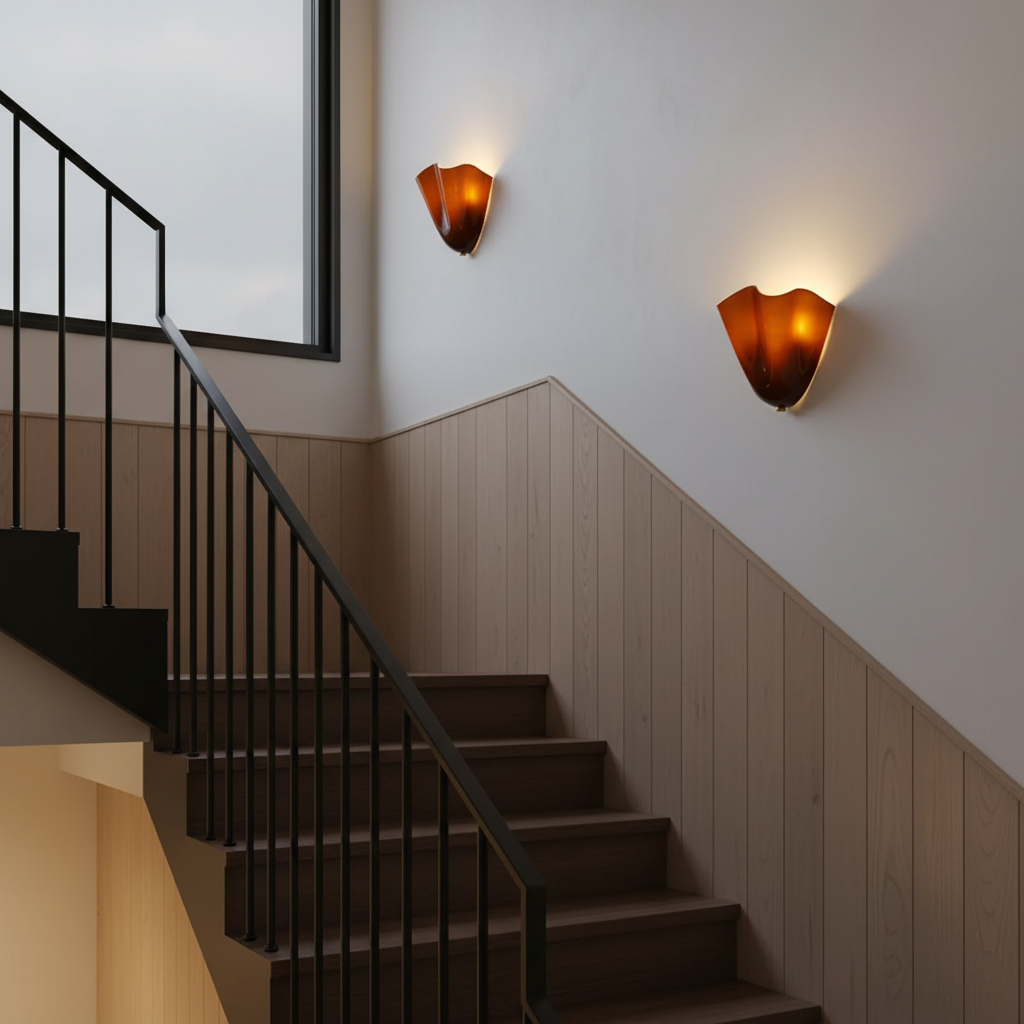 Glass Wall Light Sconce With Fan Shaped Shade