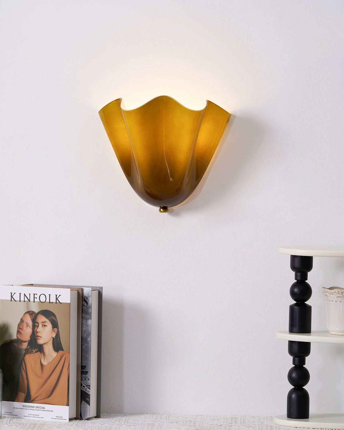 Glass Wall Light Sconce With Fan Shaped Shade