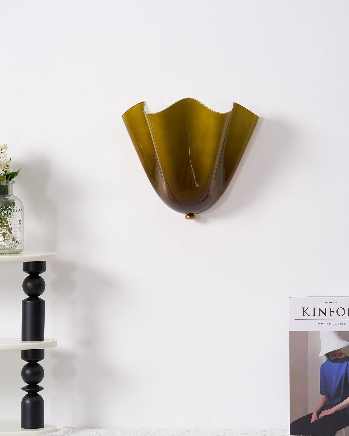 Glass Wall Light Sconce With Fan Shaped Shade