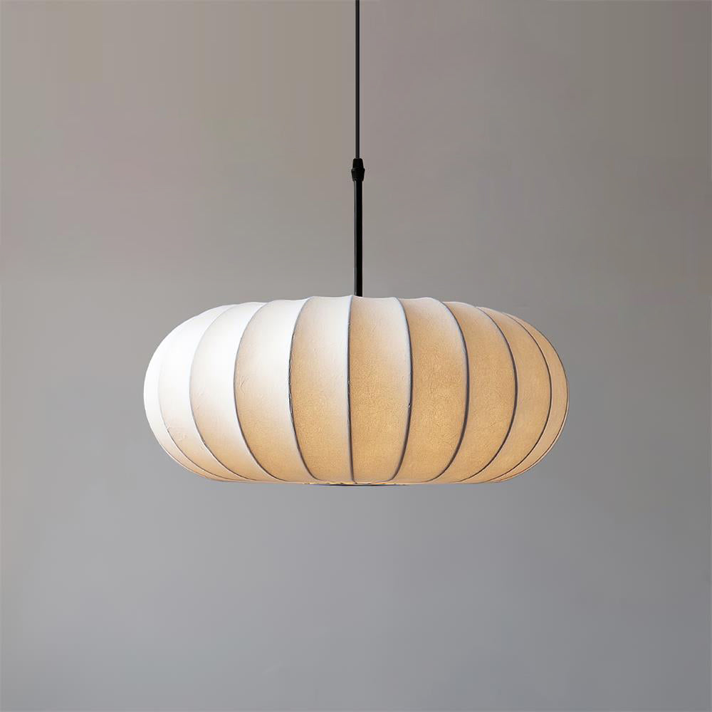 Ribbed Oval Pendant Light With Segmented Shade