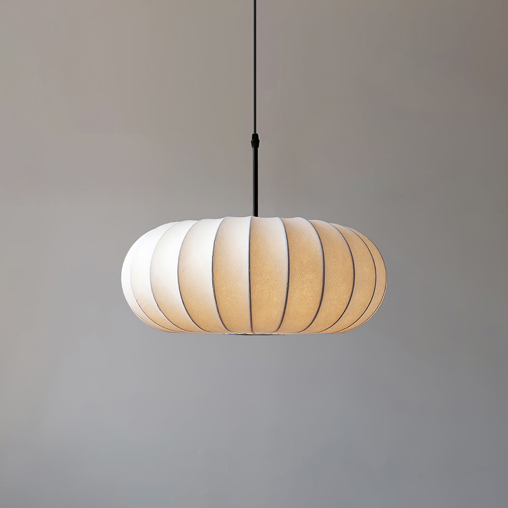 Ribbed Oval Pendant Light With Segmented Shade