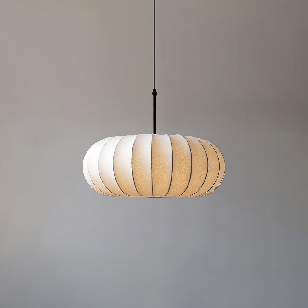 Ribbed Oval Pendant Light With Segmented Shade