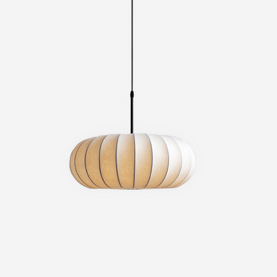 Ribbed Oval Pendant Light With Segmented Shade