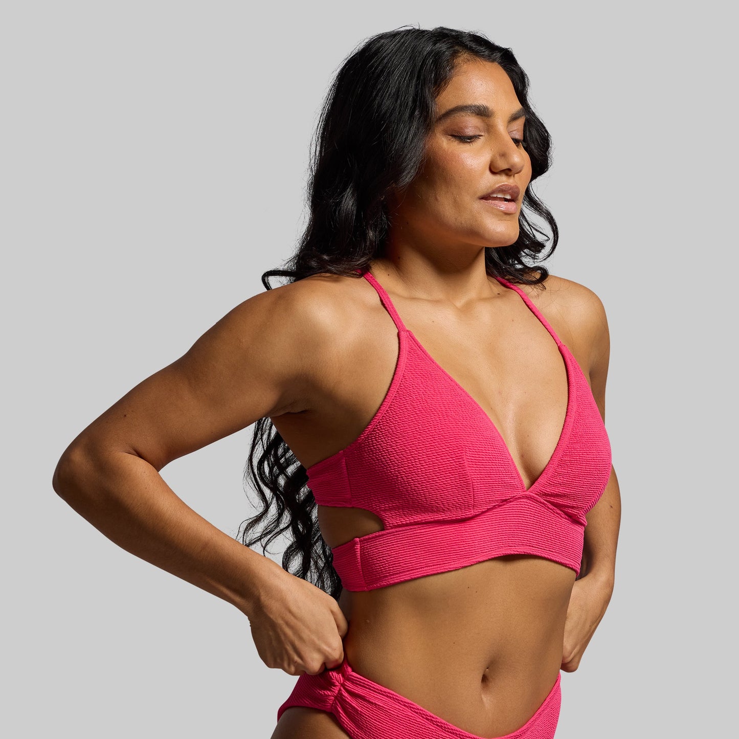 Sea Level Crinkle Bikini Top (Raspberry Sorbet)