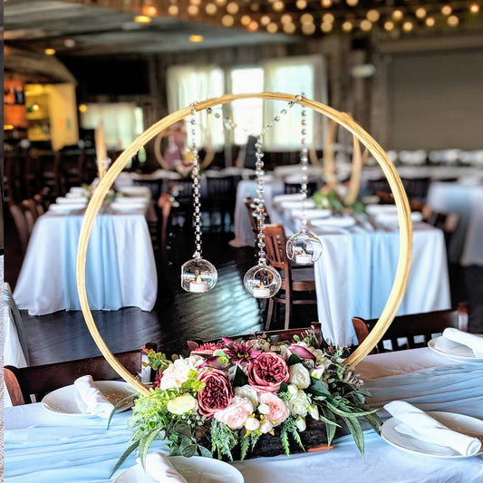 Modern Wooden Circle with Crystal Centerpiece