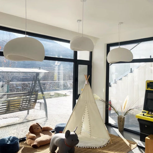 Japandi Cloud Pendant Light With Textured Polystyrene Shade