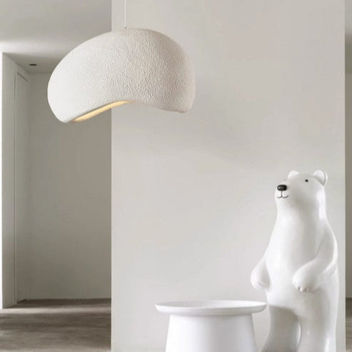 Japandi Cloud Pendant Light With Textured Polystyrene Shade
