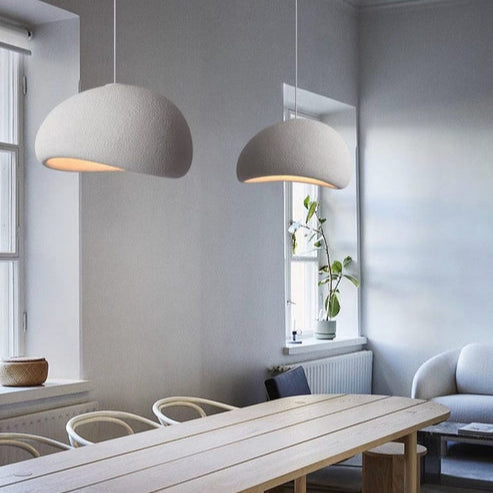 Japandi Cloud Pendant Light With Textured Polystyrene Shade