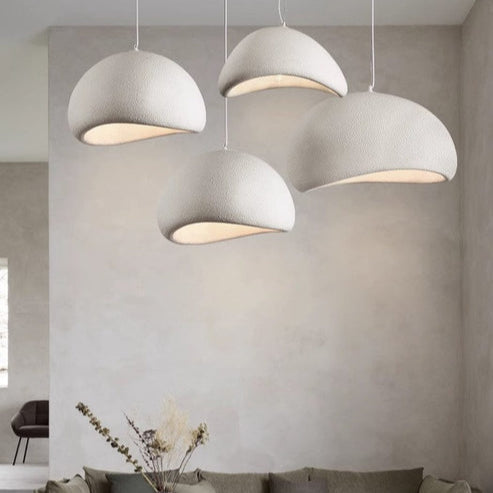 Japandi Cloud Pendant Light With Textured Polystyrene Shade