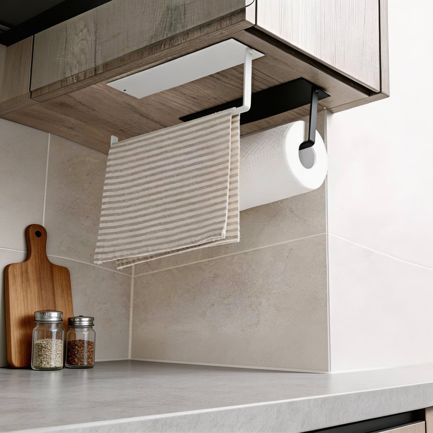 Wall Mounted Paper Towel Holder No Drill Adhesive Storage Rack
