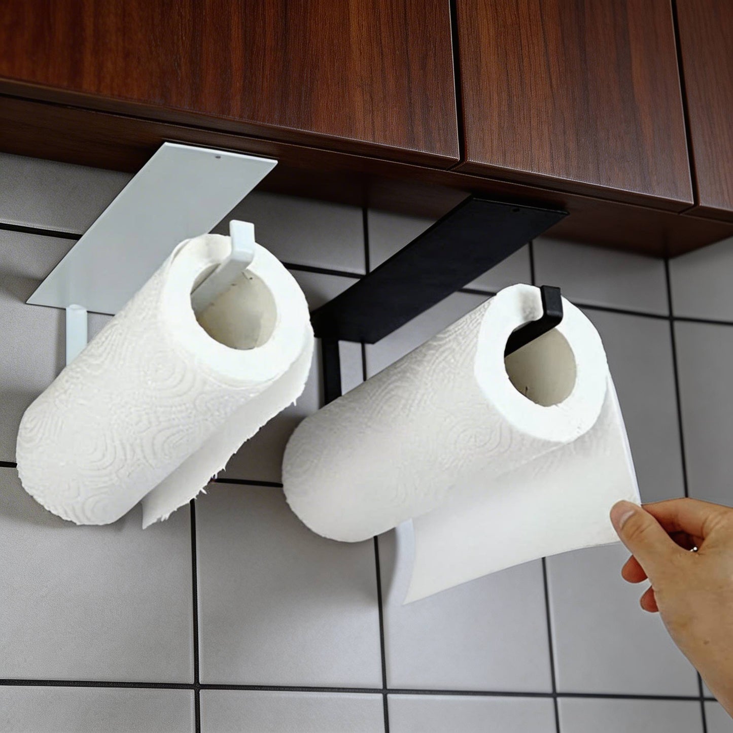 Wall Mounted Paper Towel Holder No Drill Adhesive Storage Rack