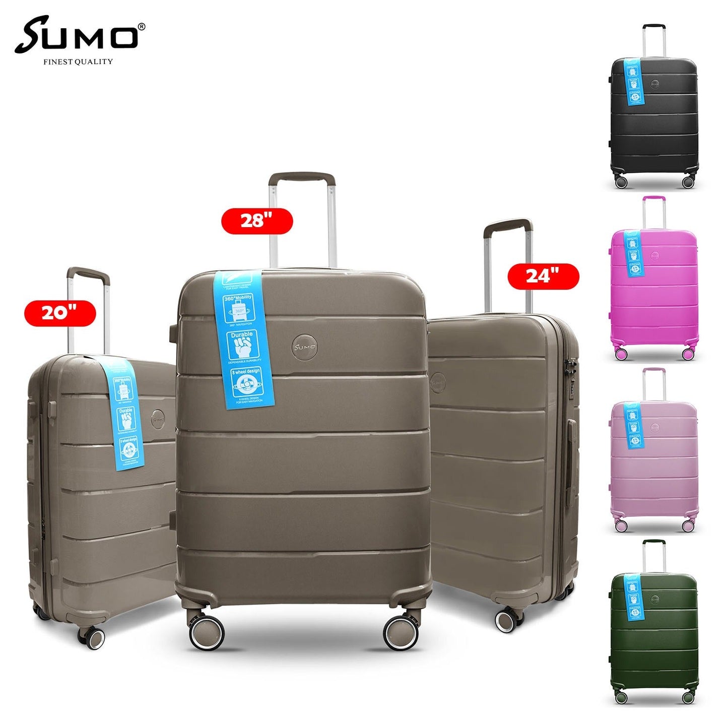 Sumo Fibertech Pp Luggage 3Pc Set (20/24/28")