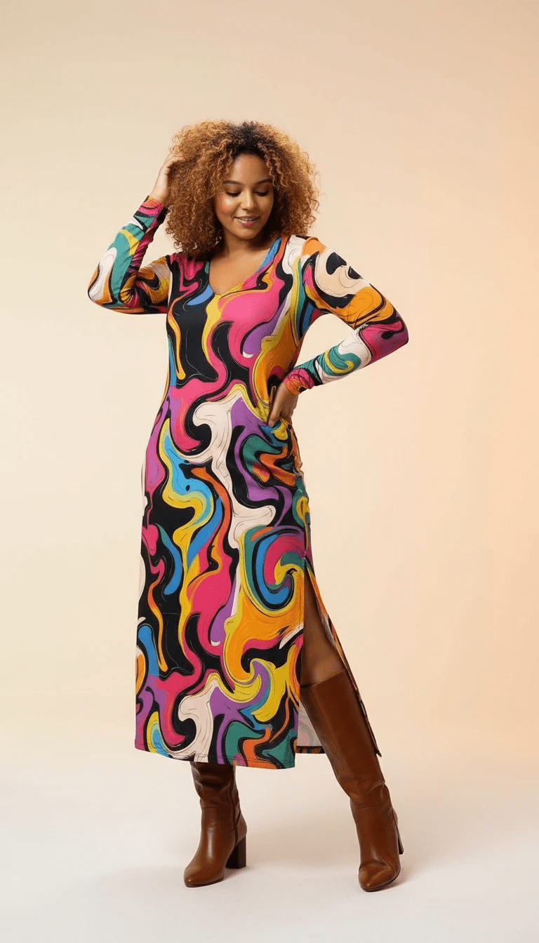 Painted Earth Long Cardigan — Artistic Print Button-Down Duster