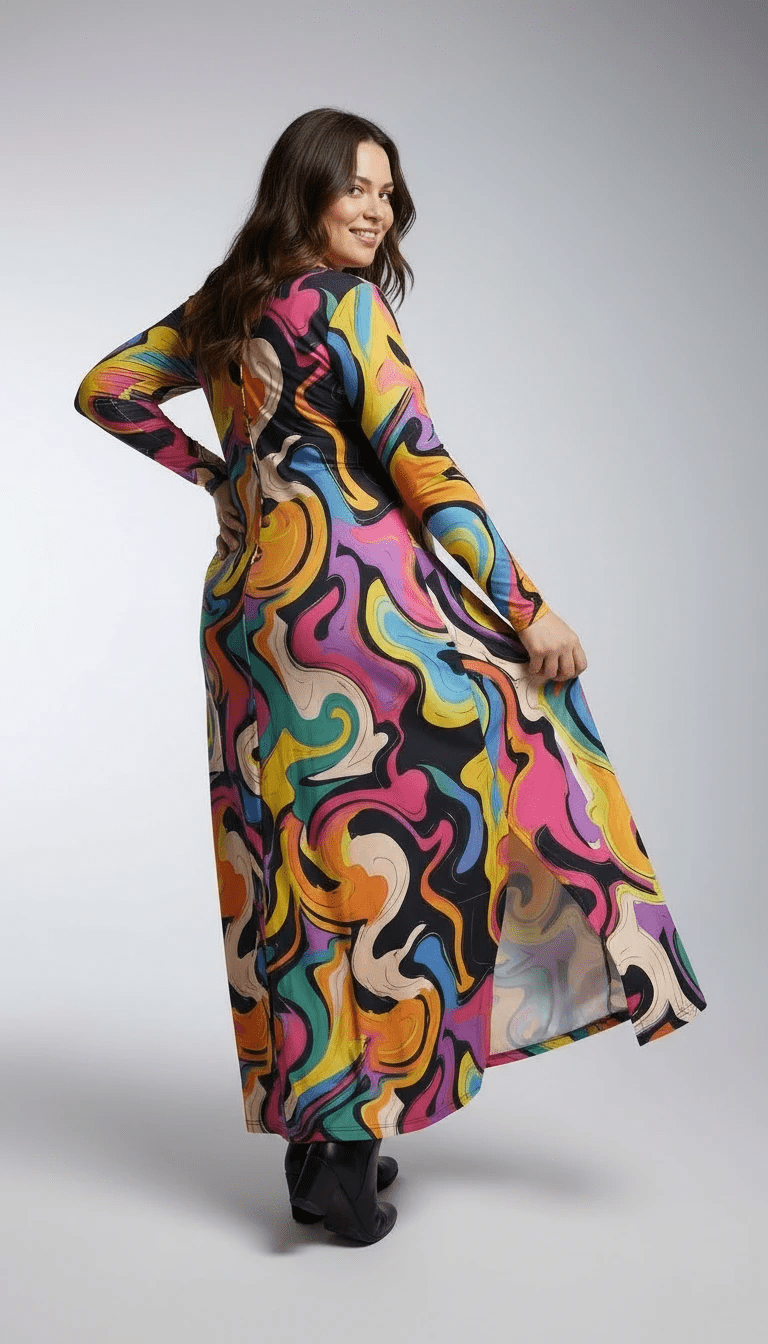 Painted Earth Long Cardigan — Artistic Print Button-Down Duster