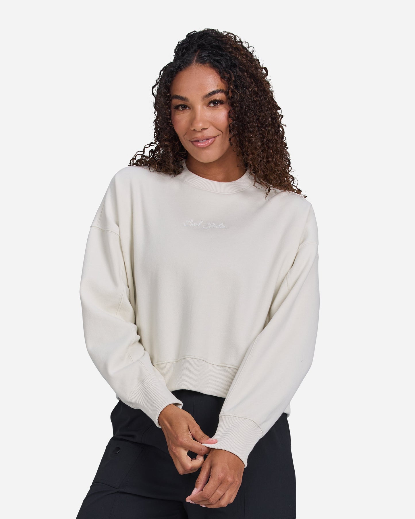 Script Fleece Crewneck - White Onyx