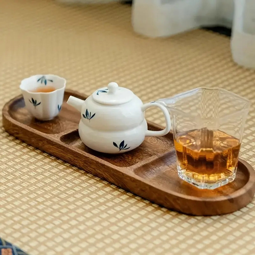 Serving Tray with Three Compartments and Integrated Handles