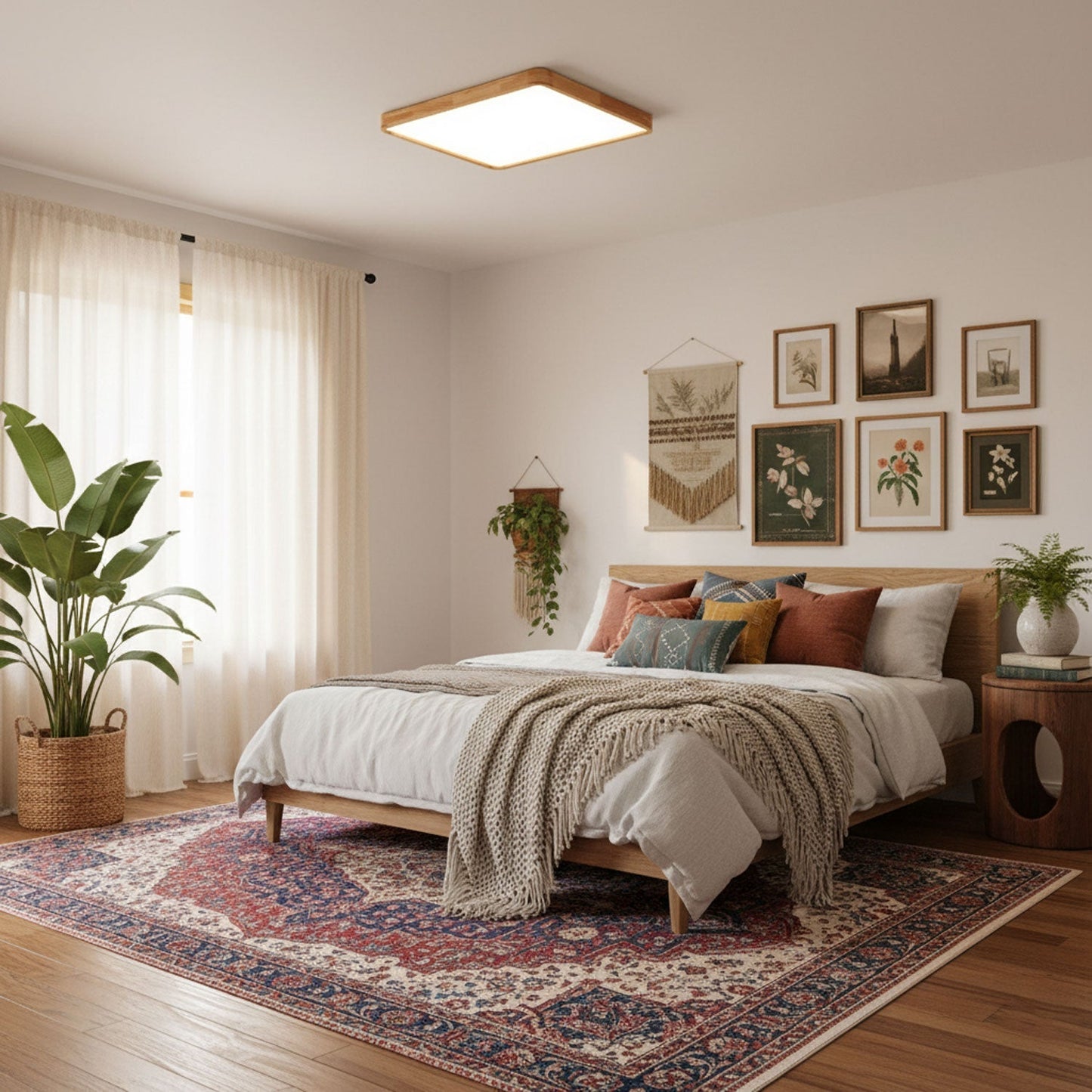 Minimalist Wood Flush Mount Ceiling Light With Round Shade