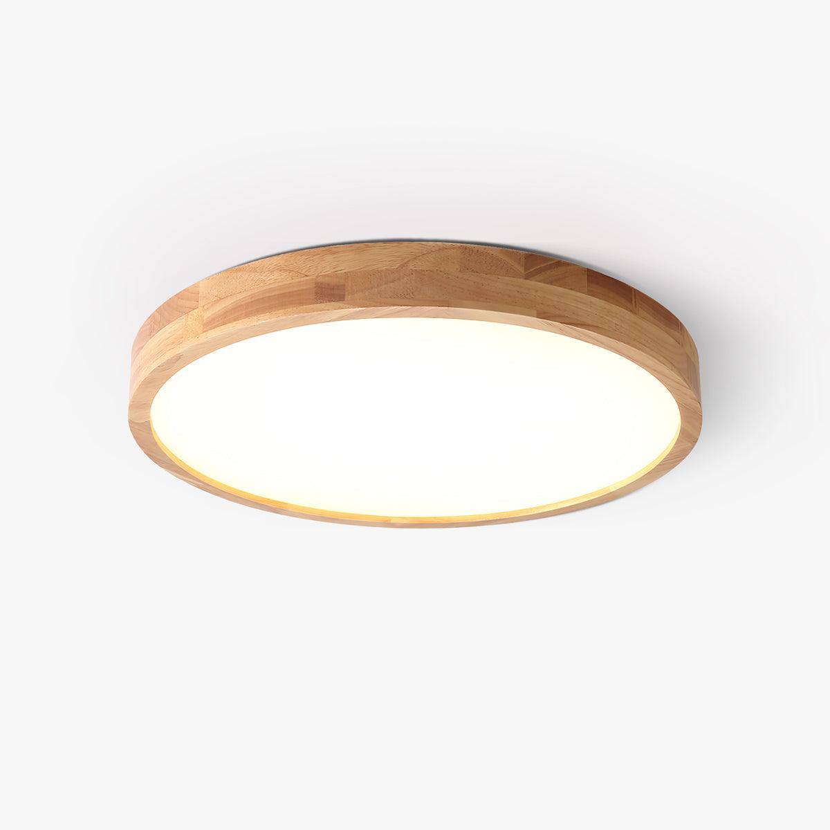Minimalist Wood Flush Mount Ceiling Light With Round Shade