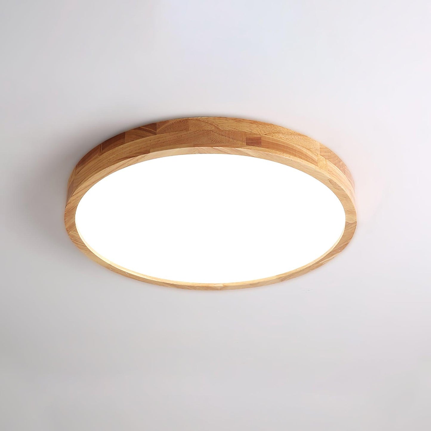 Minimalist Wood Flush Mount Ceiling Light With Round Shade